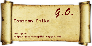 Goszman Opika névjegykártya